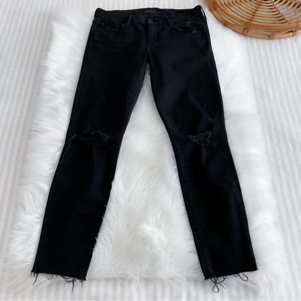 Mother Denim The Looker Ankle Fray Jeans  Guilty As Sin Distressed Ripped 29 - Picture 8 of 16